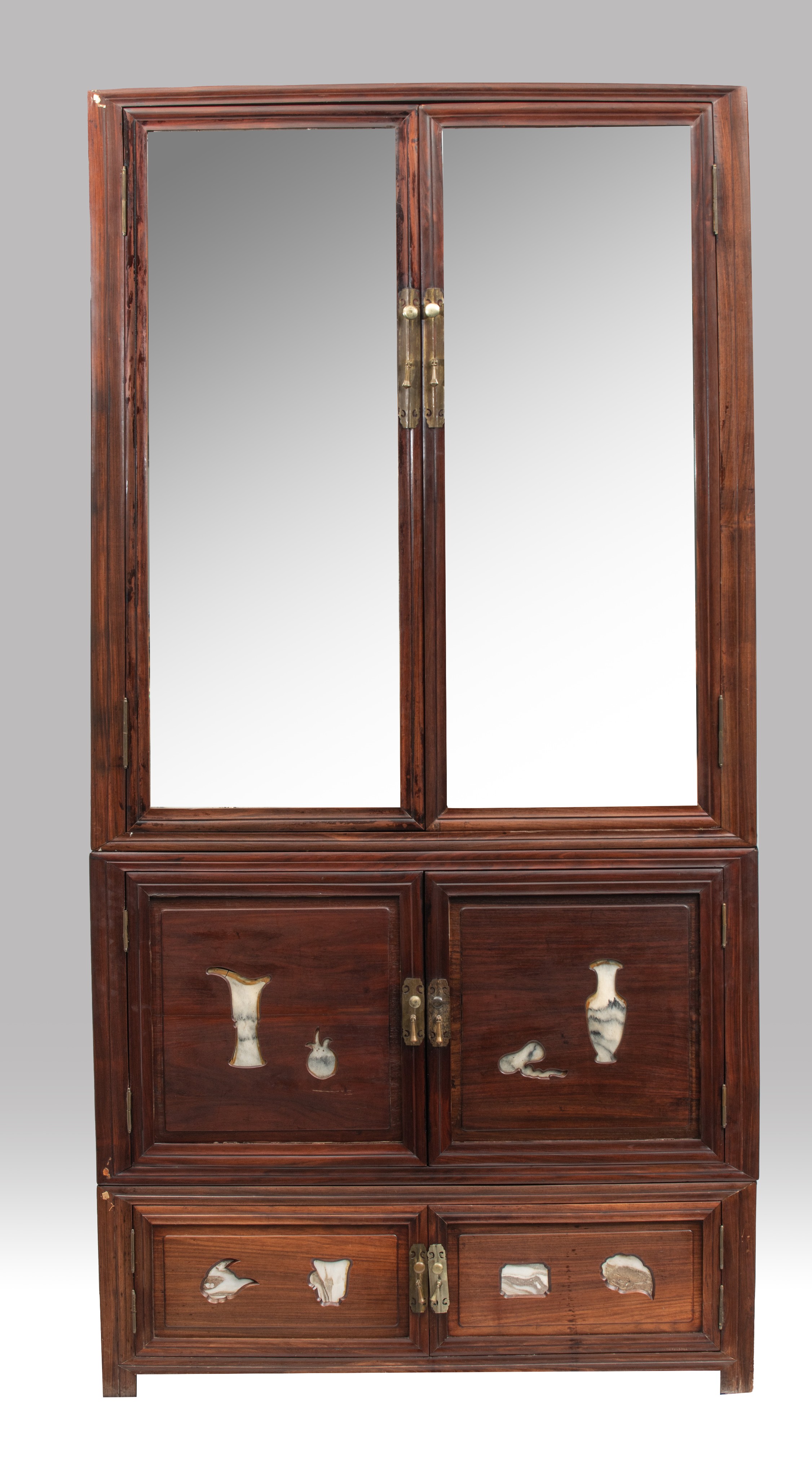 A Chinese hardwood compound cabinet, dingxianggui, Republic period, 118 x 60 cm - H 237 cm - Bild 3 aus 7