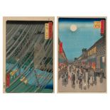 A Japanese woodblock print by Hiroshige, from the series "the famous 100 views of Edo", no. 90 night