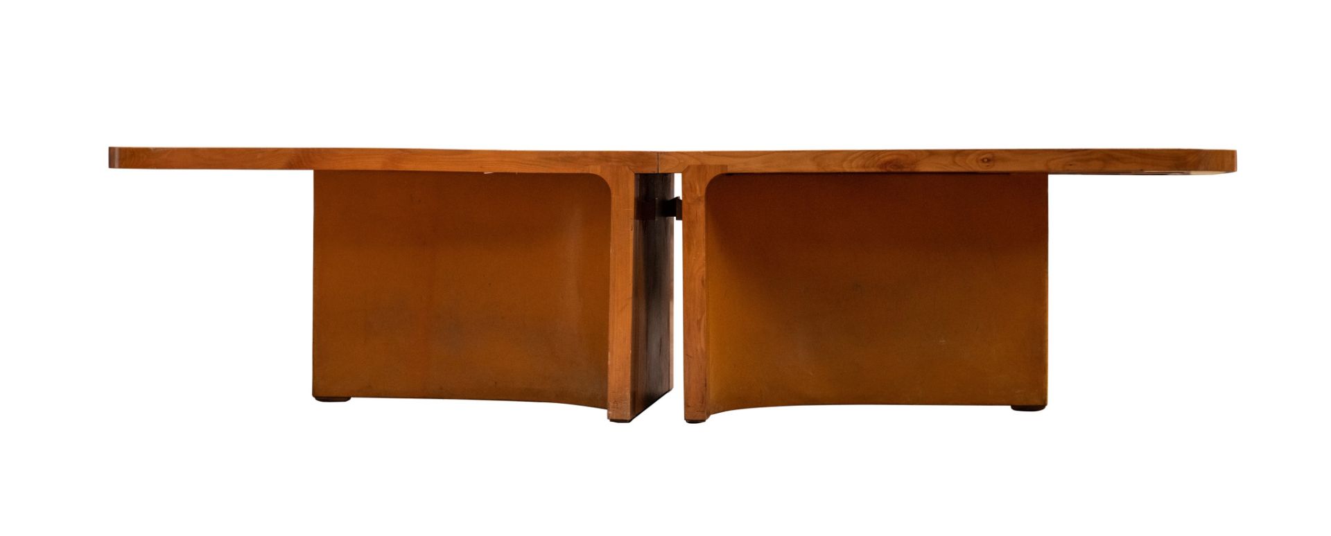 A large office desk with leather top, cherry wood, H 71 - W 300 (427) - D 120 cm - Image 3 of 10