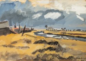 Jan van der Zee (1898-1988), marine, 1946, ink, watercolour, heightened with white gouache on paper,