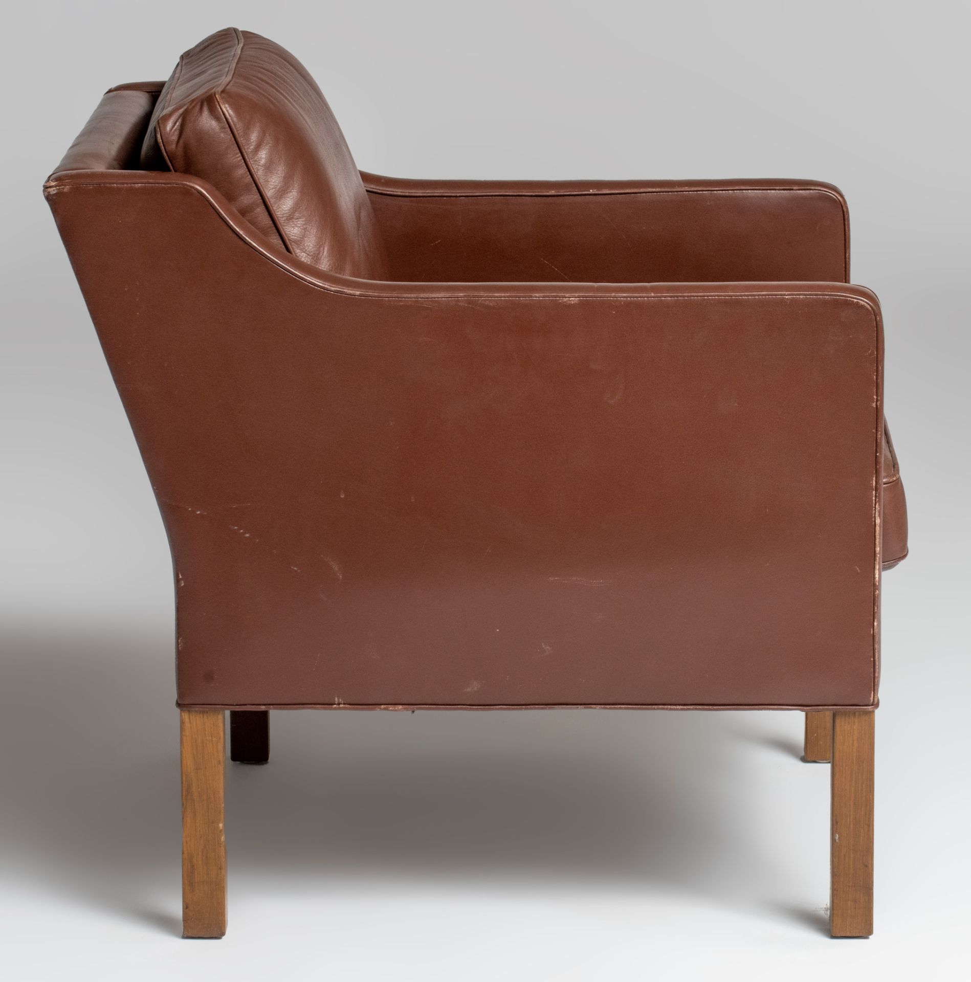 A brown leather armchair by Borge Mogensen for Ed Fredericia Stolefabrik, 1970, H 75 - W 71 cm - Image 7 of 13