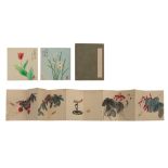 An album of Chinese ink and colour on paper after Qi Baishi, in the form of an accordion booklet, 16
