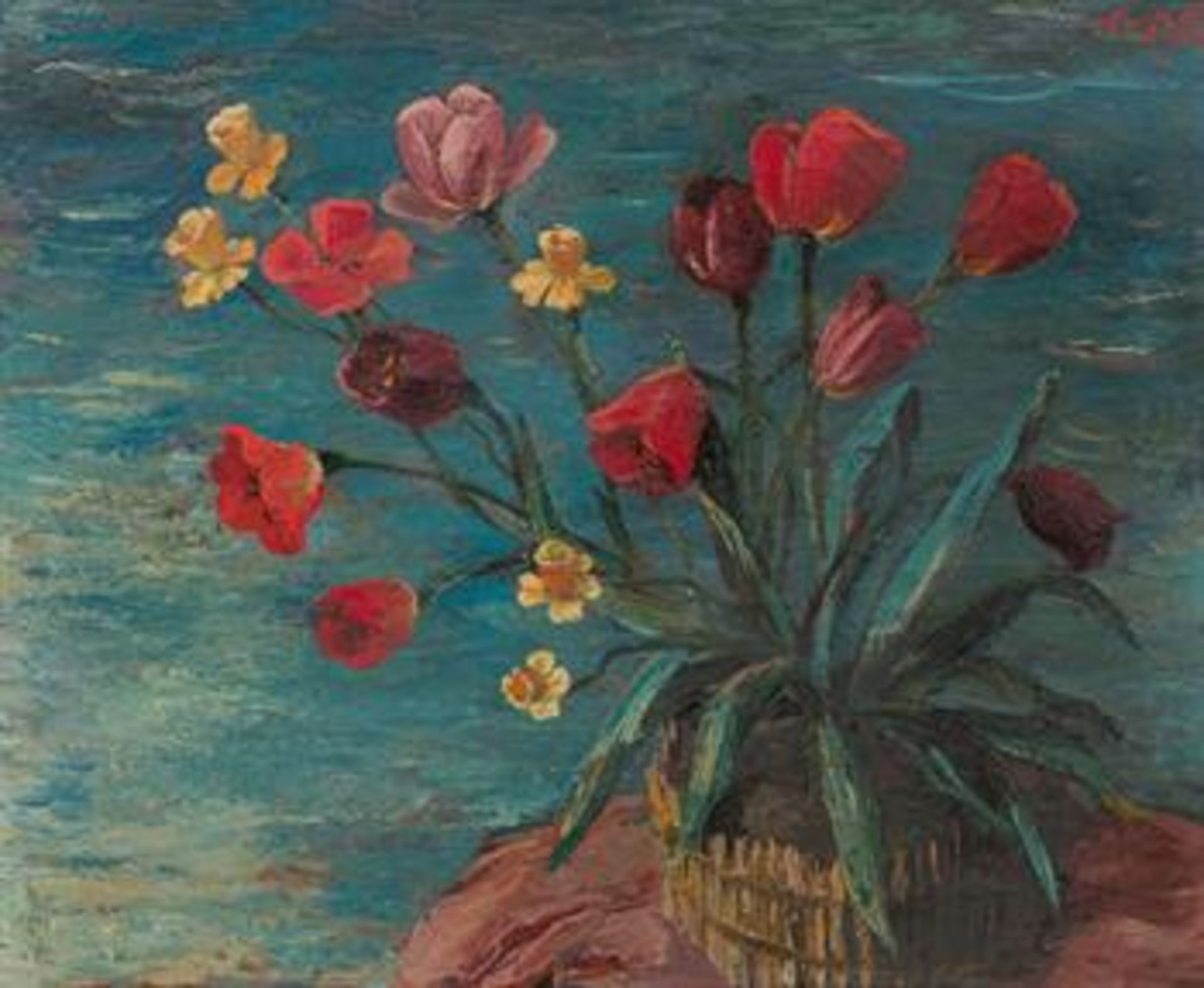 Otto Rudolf Schatz: Korb mit Tulpen und Narzissen