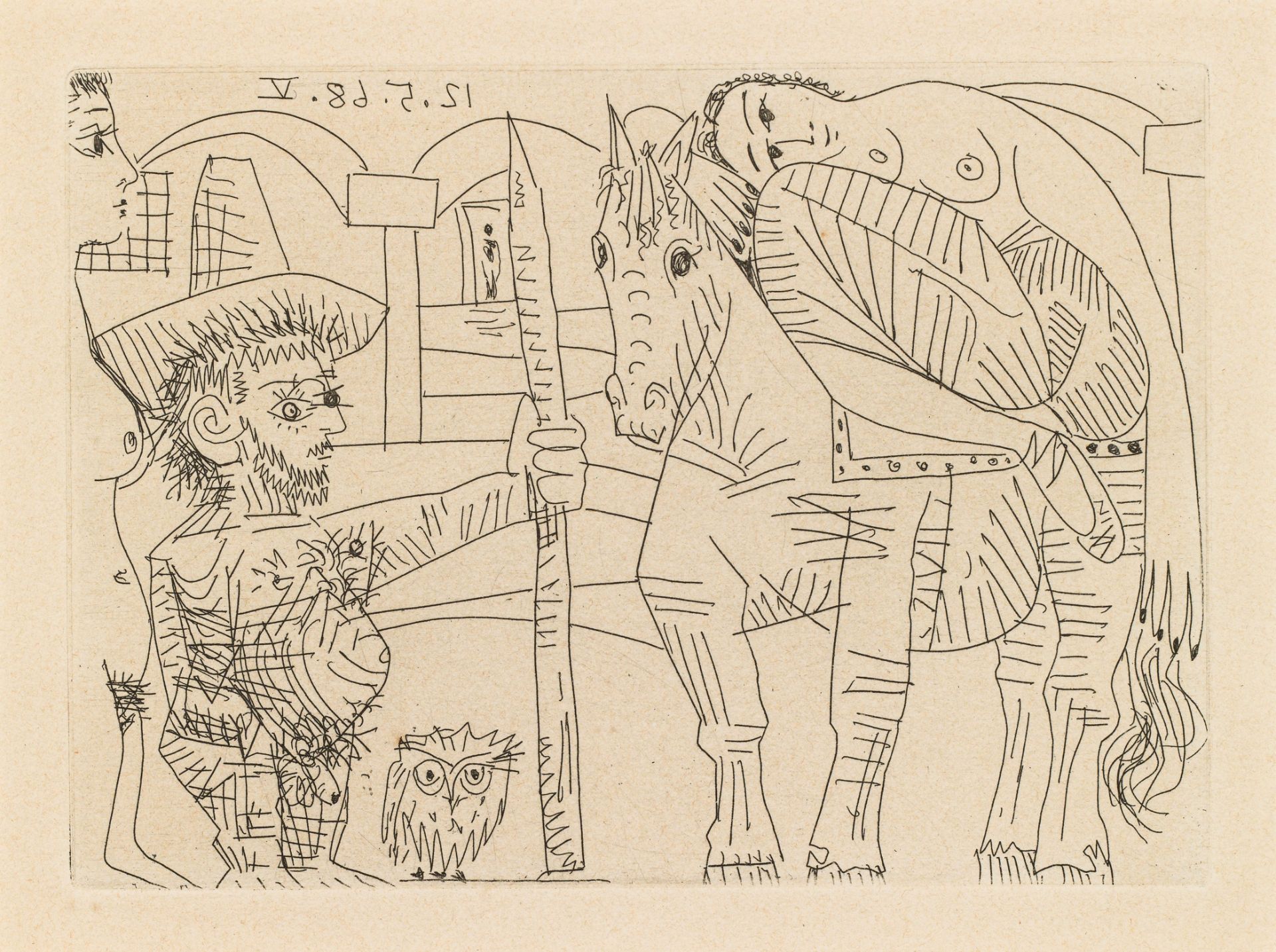  Pablo Picasso: Couple, Hibou et Odalisque à Cheval (Blatt 6 aus "La Célestine")