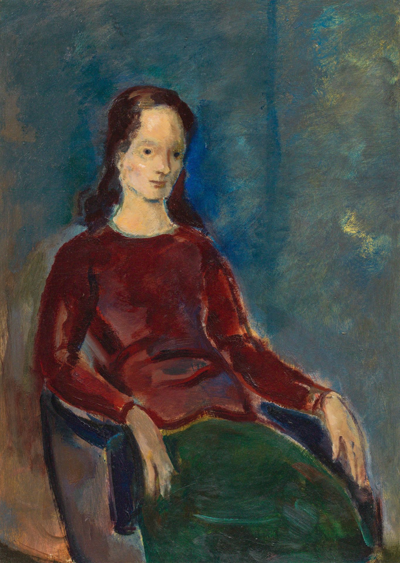 Josef Floch: Woman with red top