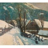 Josef Stoitzner: Winterliches Dorf im Pinzgau