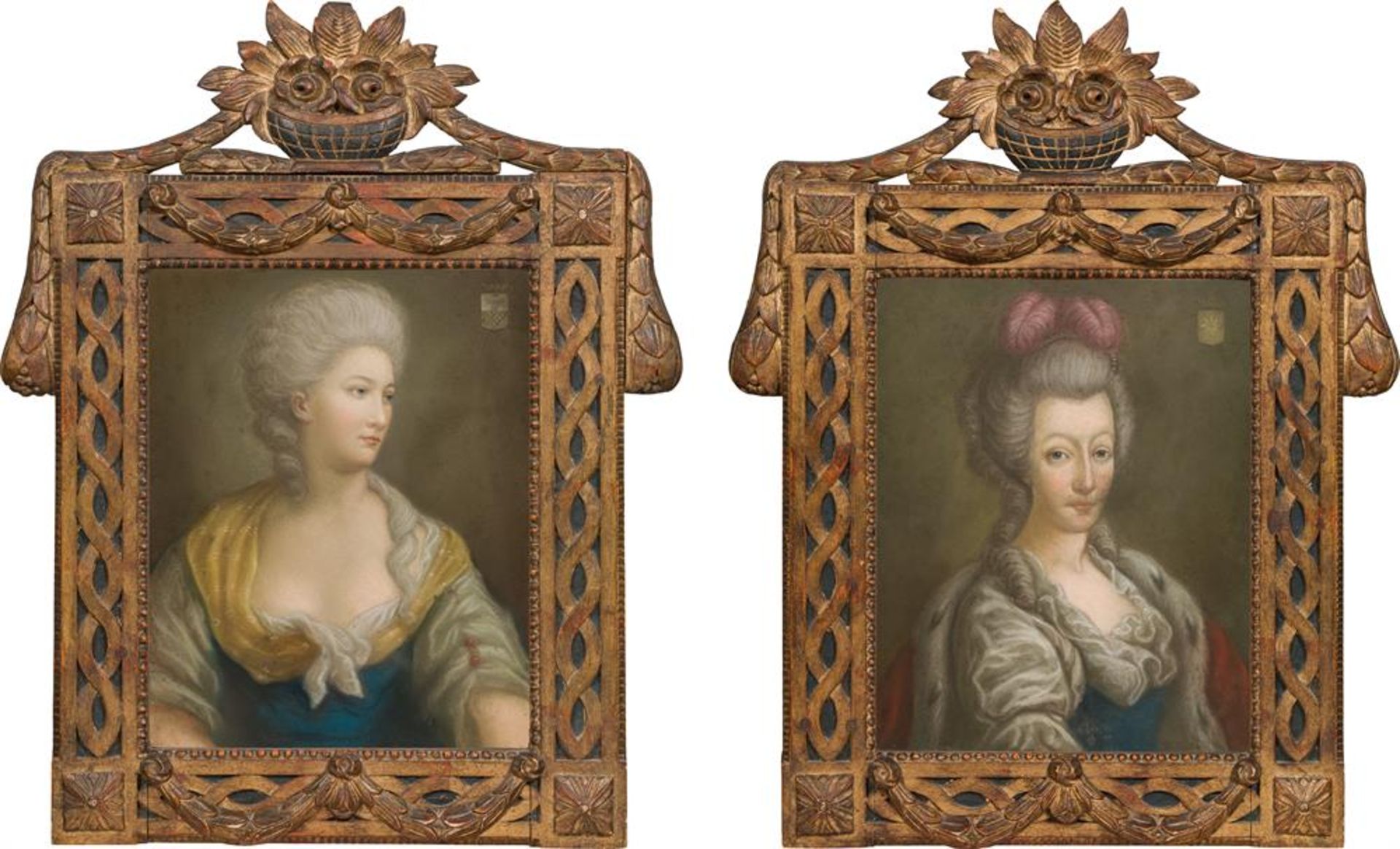 Artist of the 18th century: Two portaits of women (pair)