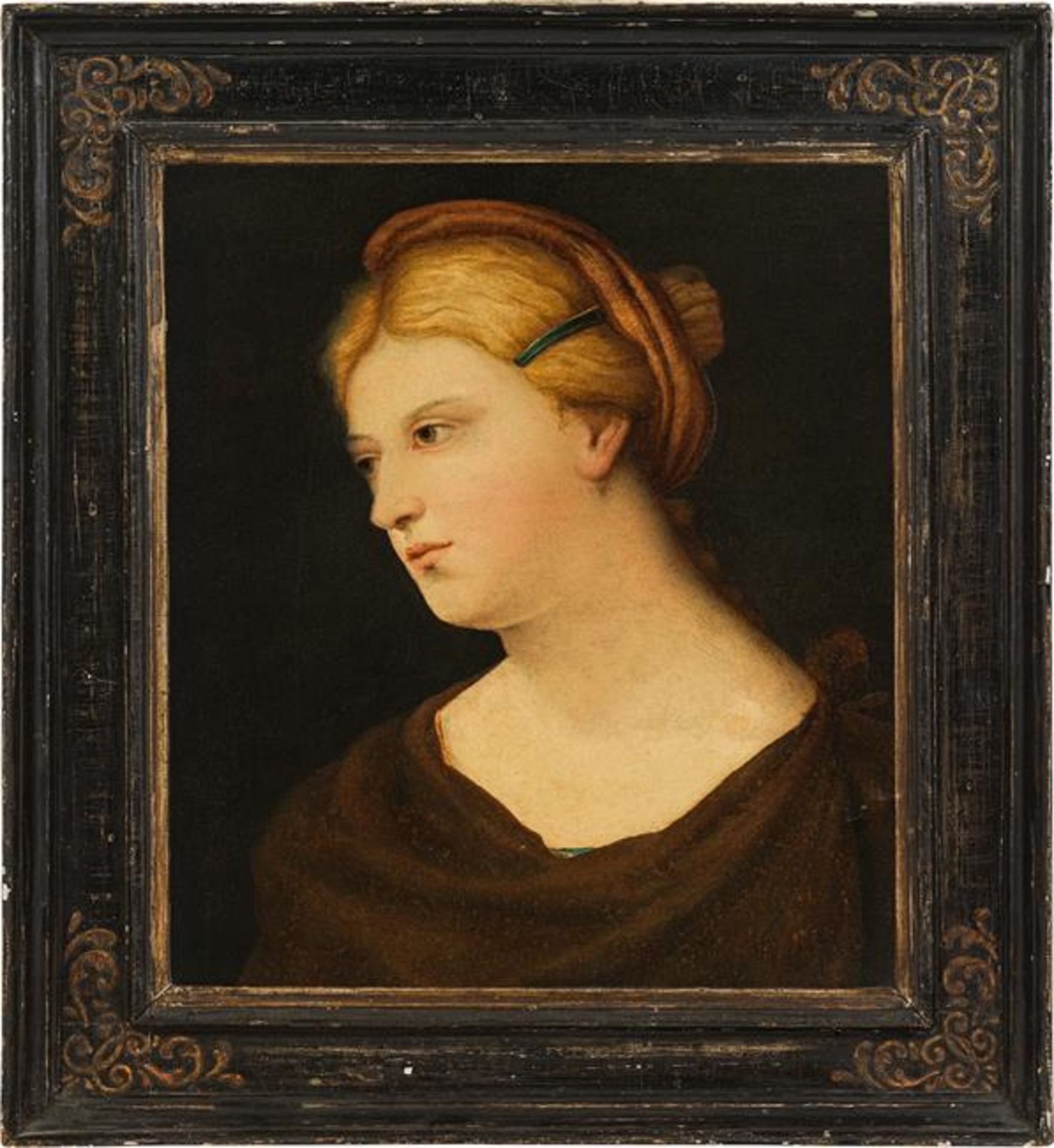 Circle of Jacopo Negretti, called Palma il Vecchio : Portrait of a young lady - Image 2 of 2