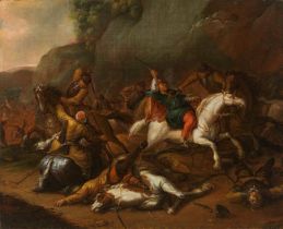 Artist of the 18th century: Cavalry battle