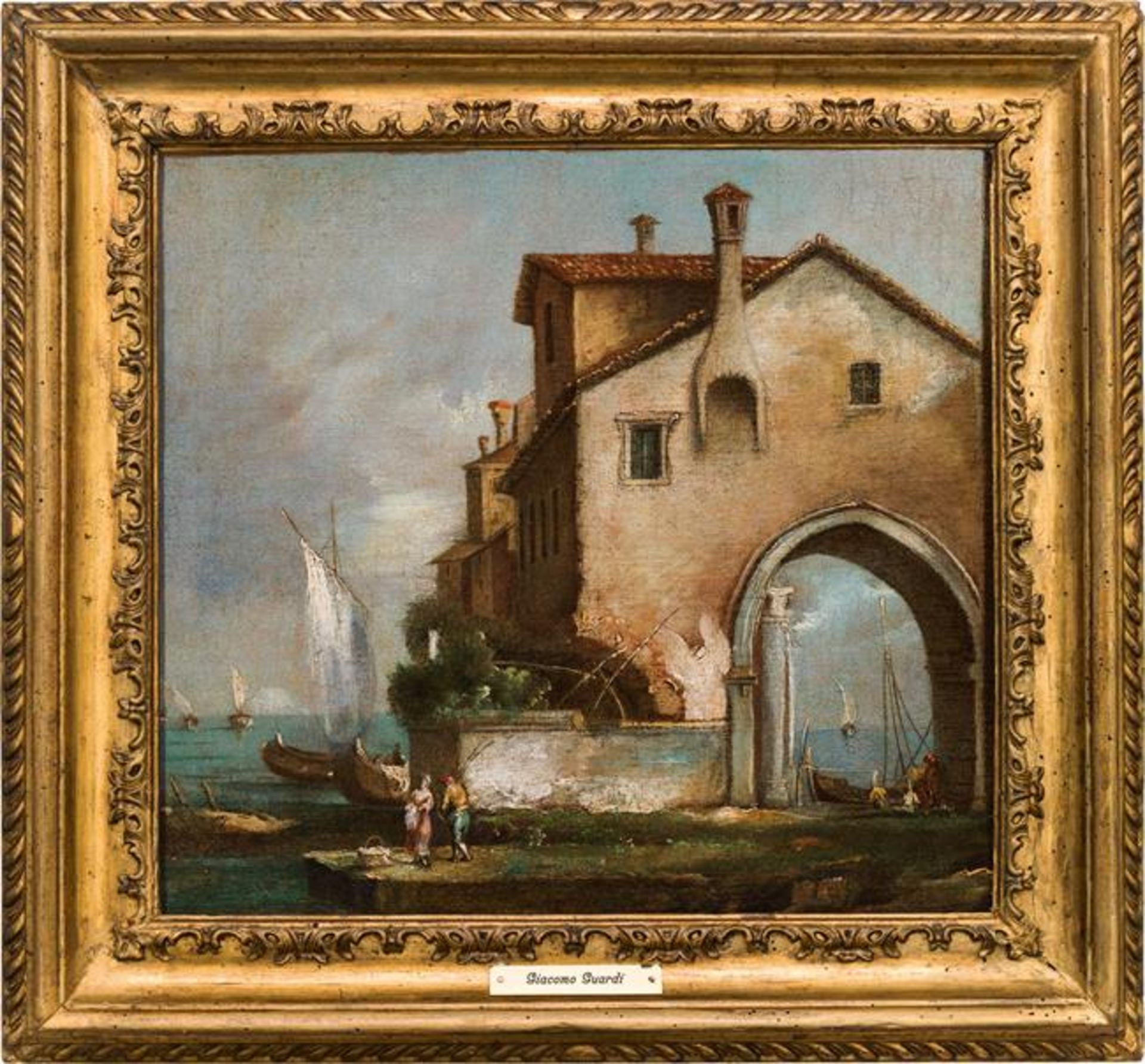 Giacomo Guardi: Capriccio mit Landhaus am Ufer der Lagune - Bild 2 aus 2