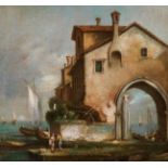 Giacomo Guardi: Capriccio mit Landhaus am Ufer der Lagune