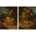 Carl Andreas Ruthart Umkreis: Wildkatzen bei der Jagd (Pendants)