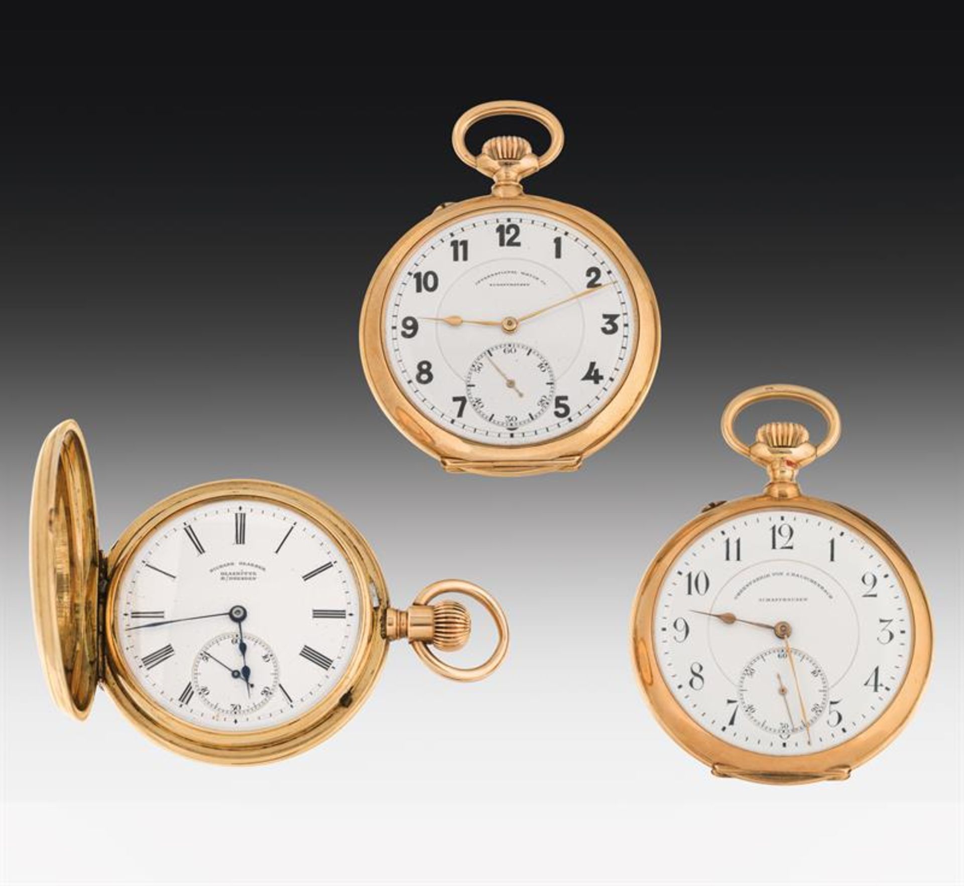 3 Golden pocket watches