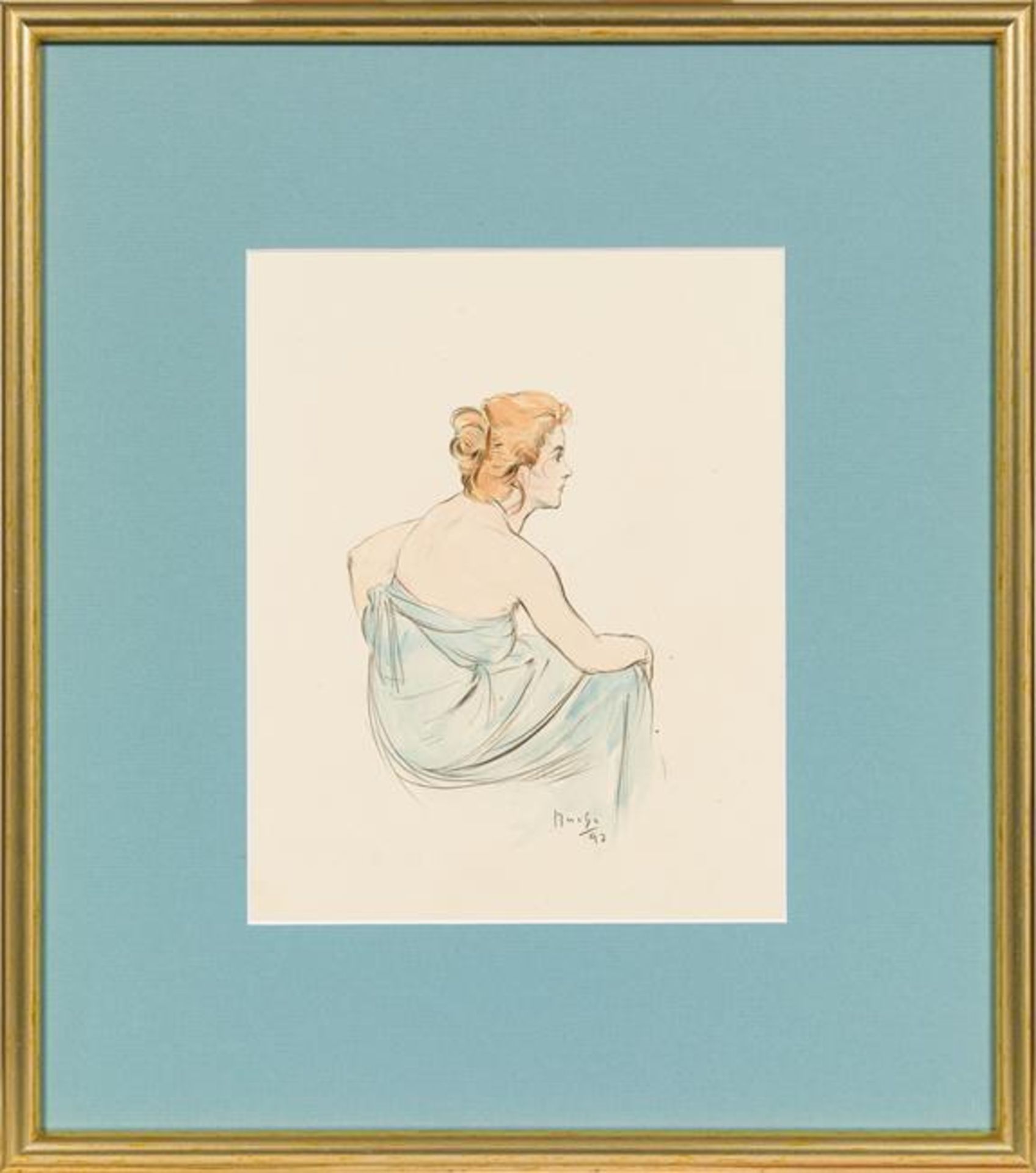 Alfons Mucha: Sitting young woman - Image 2 of 3