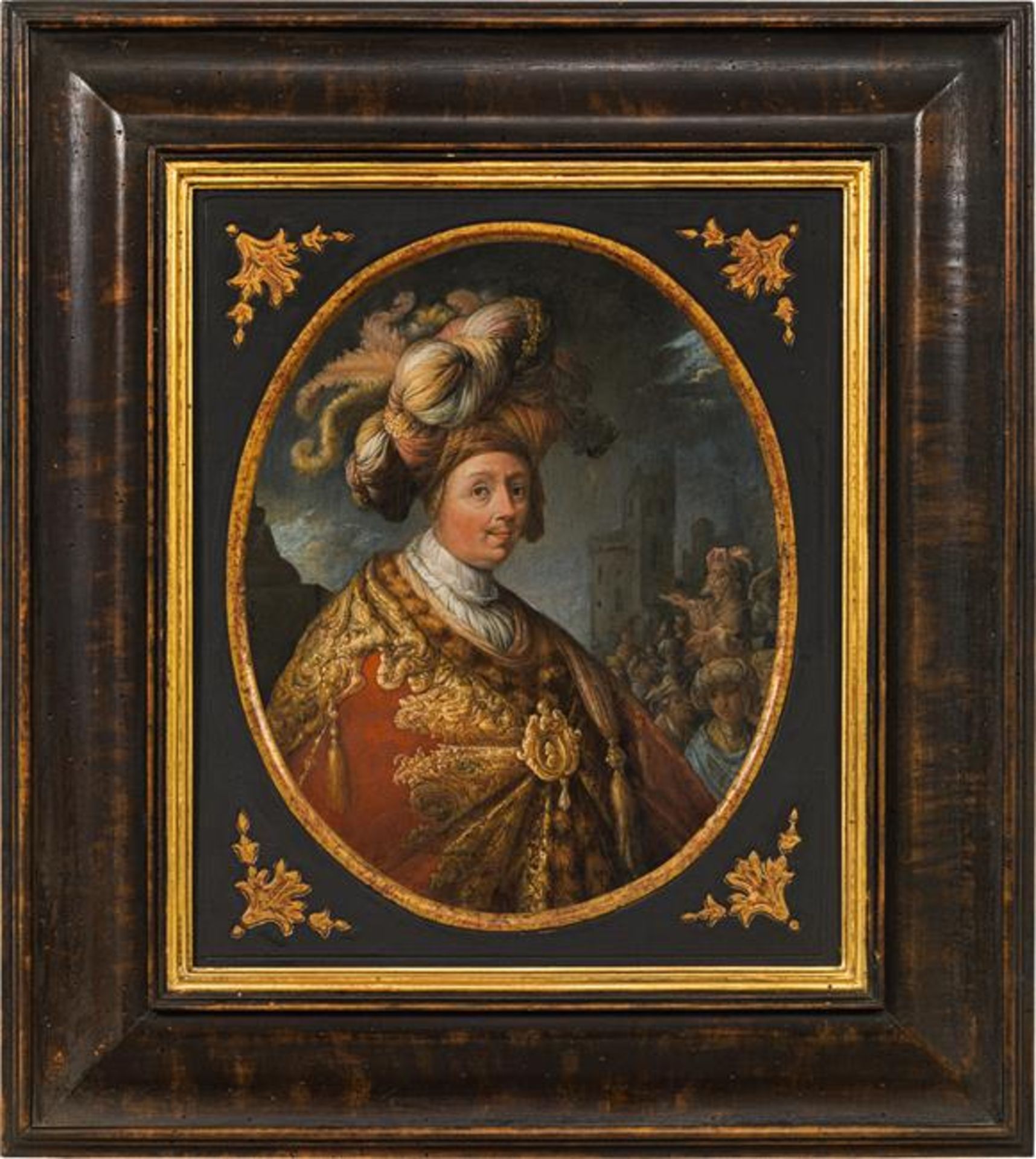 Jan Adriaensz. van Staveren: Portrait of a man and a woman in a richly embroidered coat - Image 3 of 6