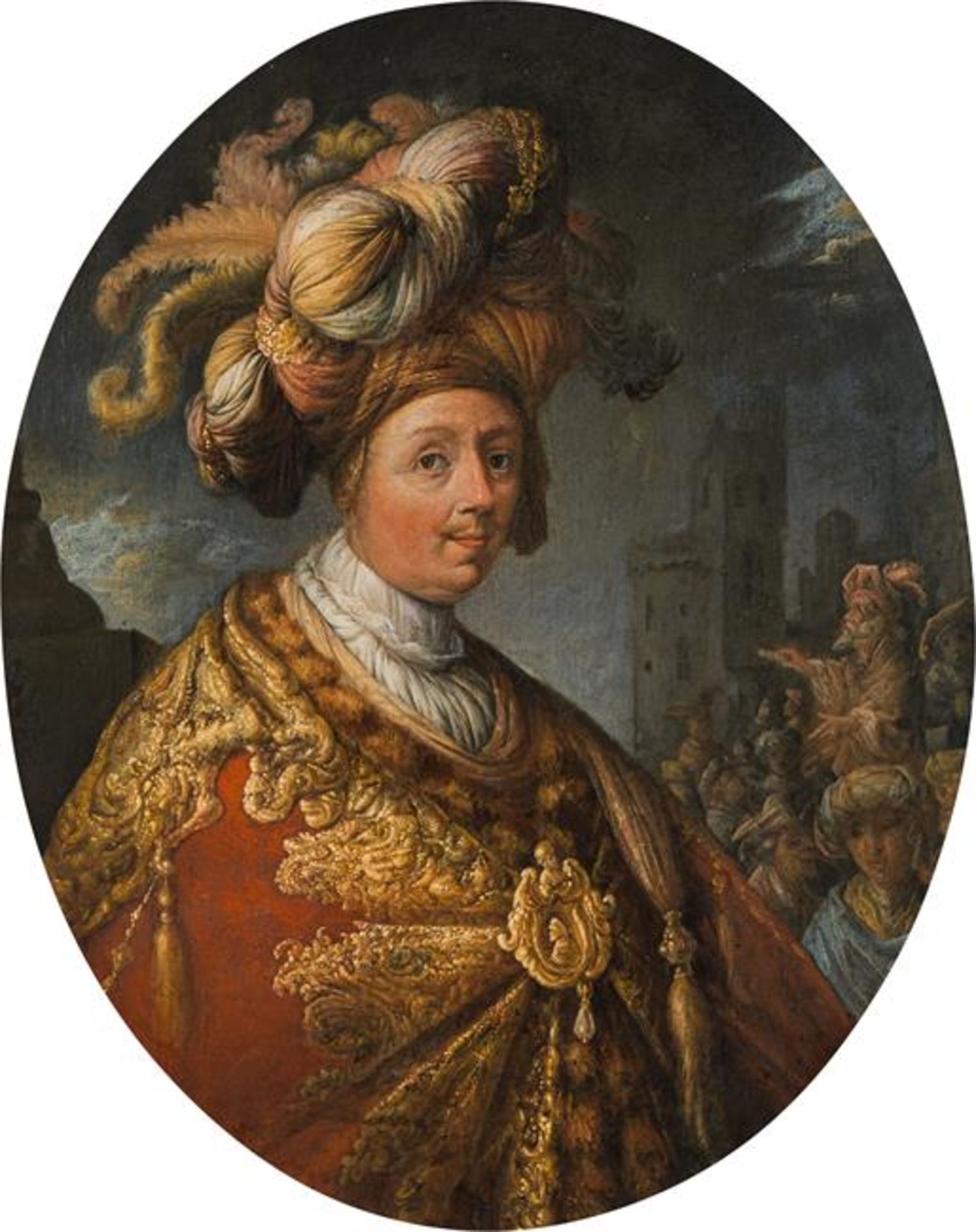 Jan Adriaensz. van Staveren: Portrait of a man and a woman in a richly embroidered coat - Image 4 of 6