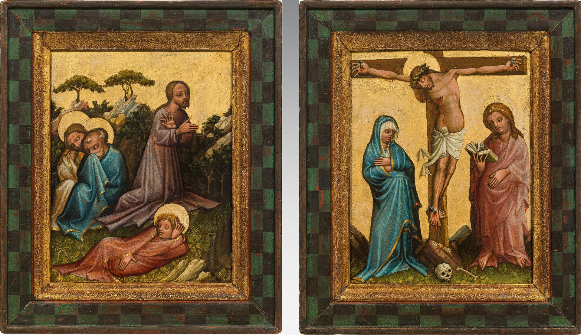 Styrian-Carinthian Master: Crucifixion and Christ on Mount Tabor (2 pieces) - Image 2 of 6