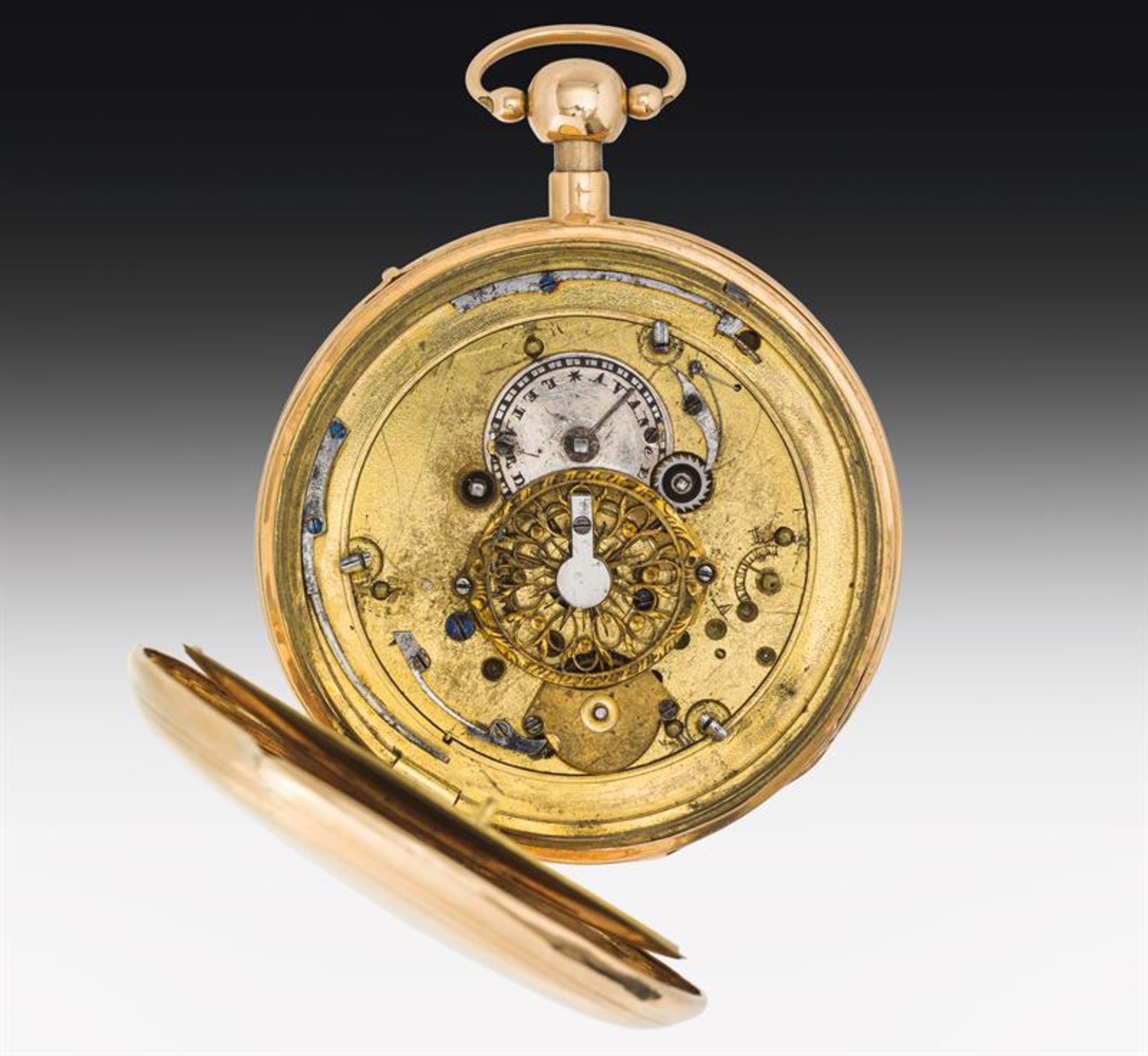 Golden pocket watch with automatic and chiming mechanism - Image 2 of 2
