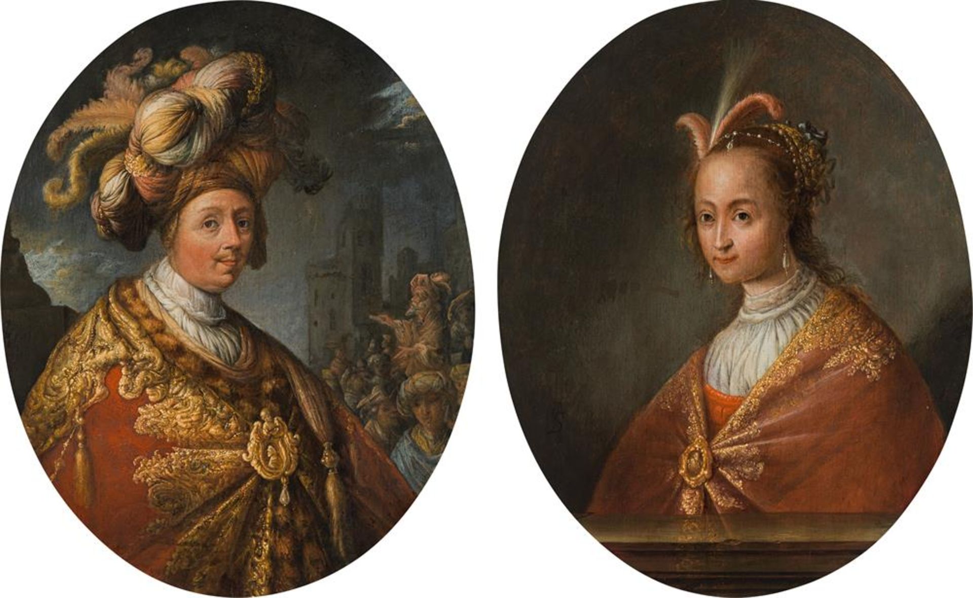 Jan Adriaensz. van Staveren: Portrait of a man and a woman in a richly embroidered coat - Image 2 of 6