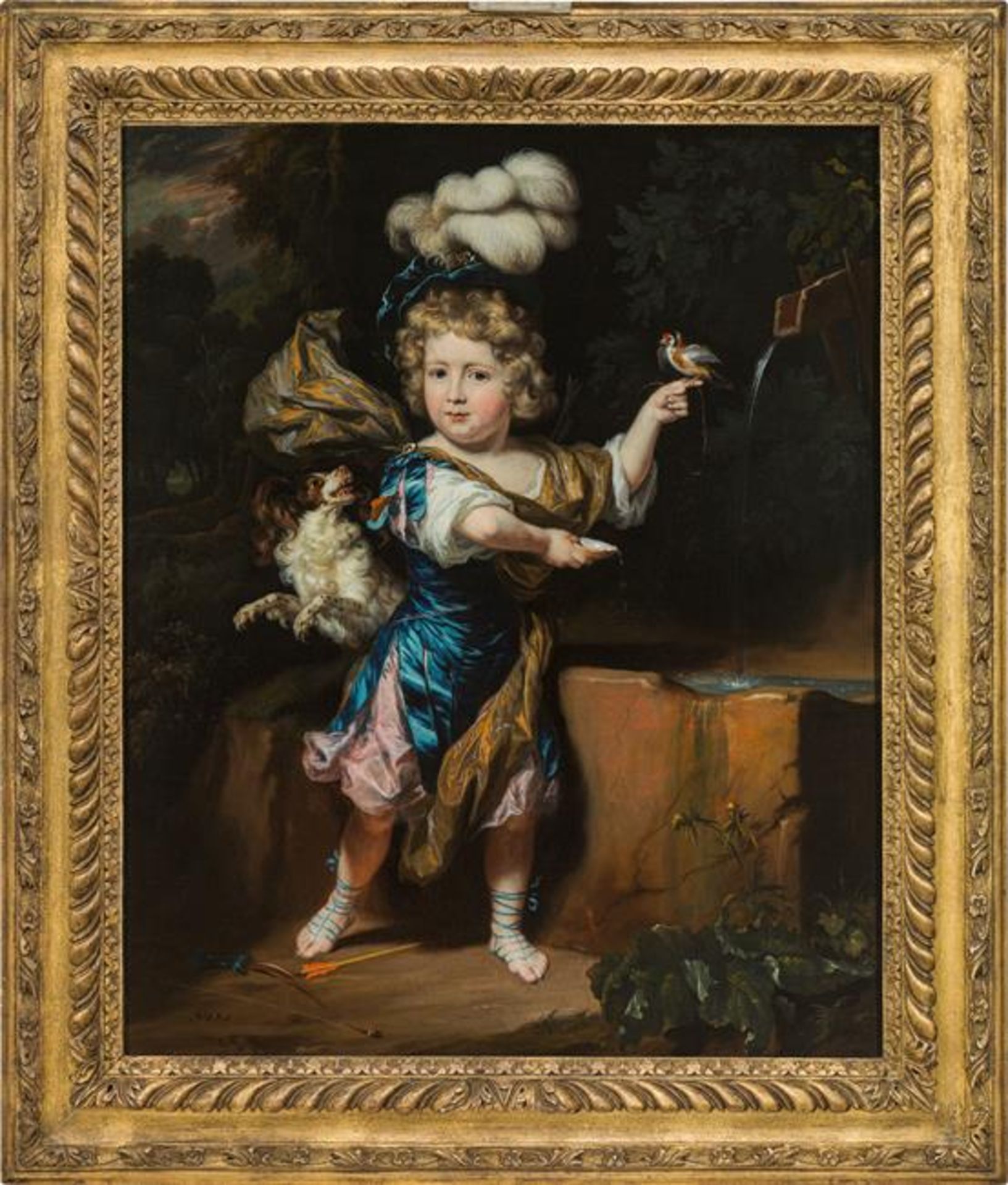 Nicolaes Maes: Boy with bird and dog at a fountain - Image 2 of 2