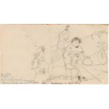 Jules Pascin: Figurenszene, Skizze mit Akten verso