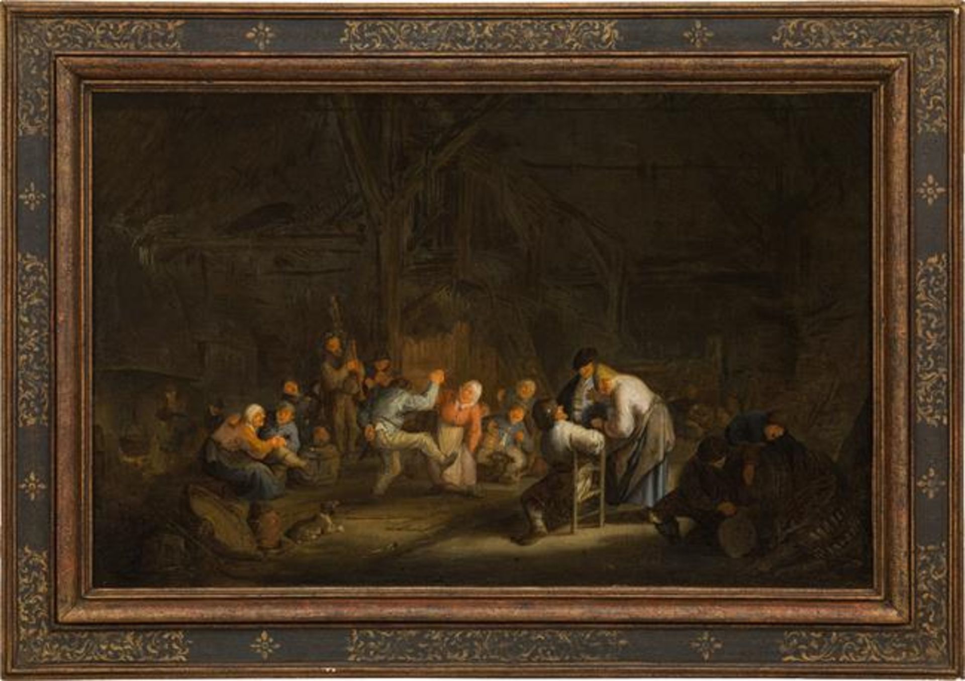 Adriaen J. van Ostade: Peasants dancing in a barn - Image 2 of 2