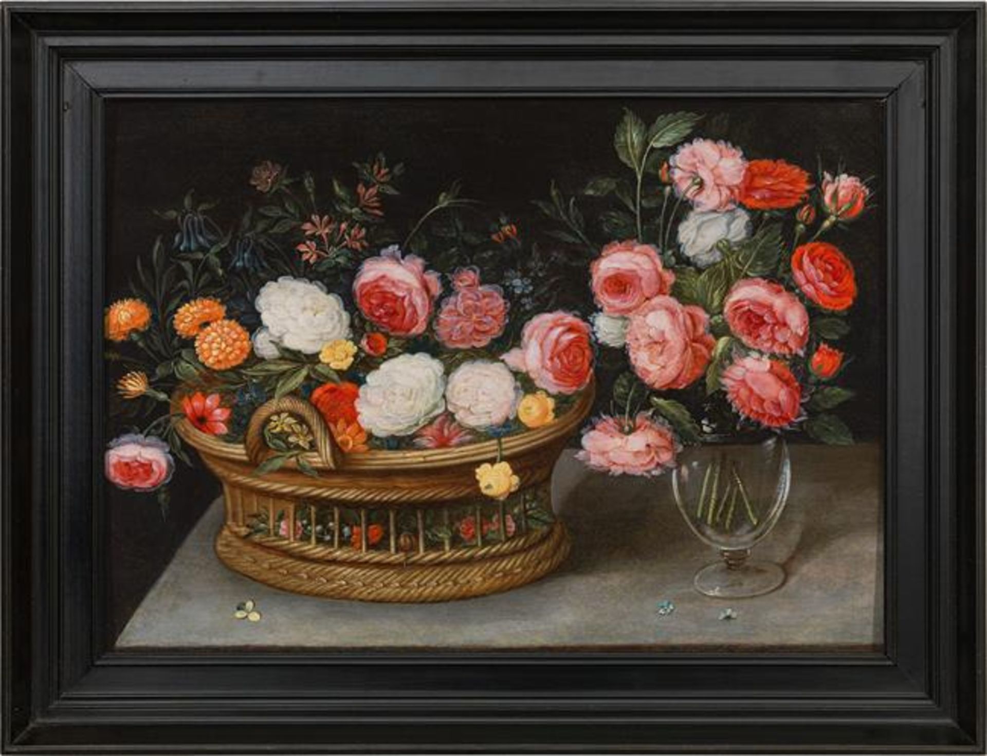 Jan Brueghel the Younger: Flower basket and vase - Image 2 of 2