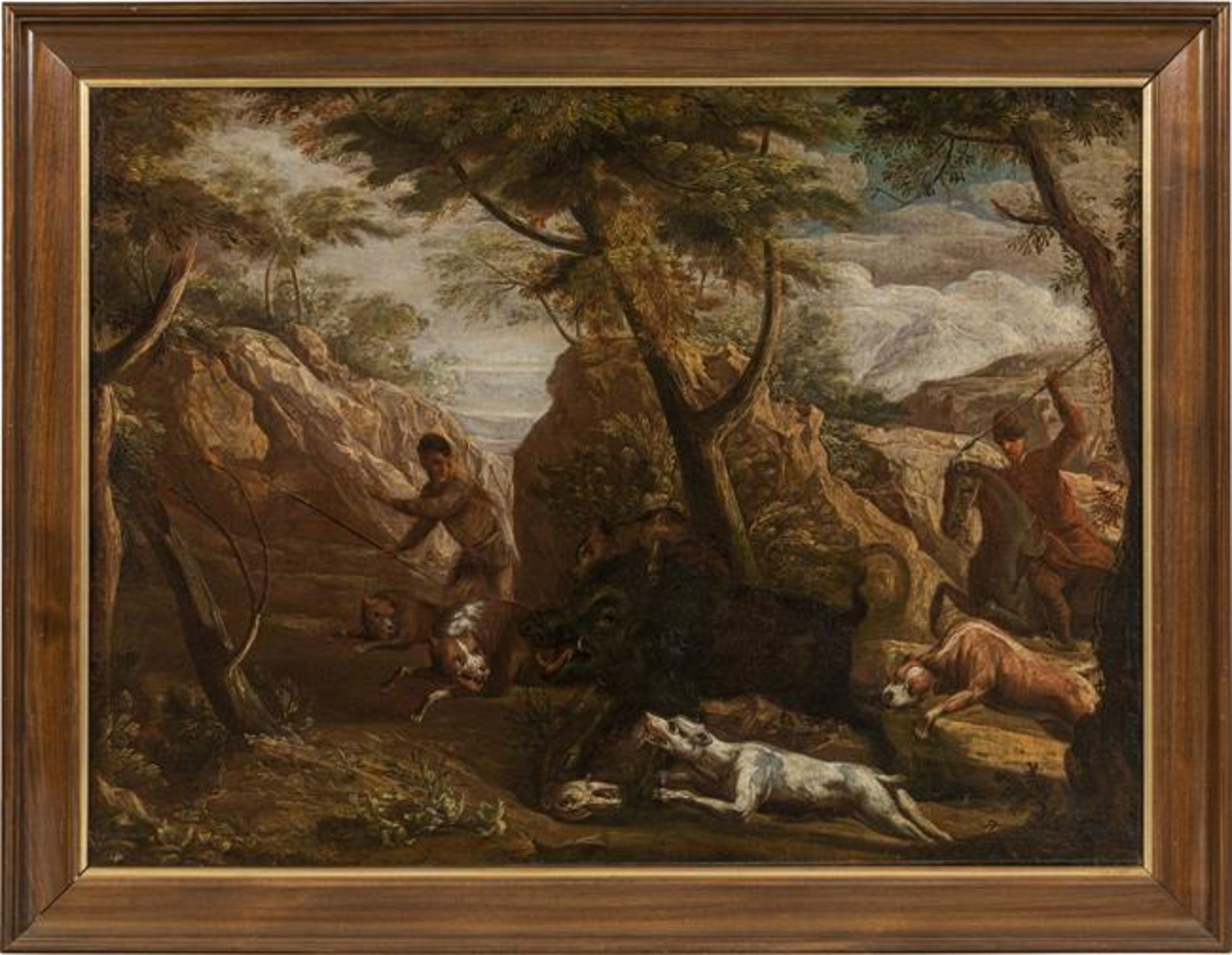 Circle of Angelo Maria Crivelli : Boar hunt in rocky landscape - Image 2 of 2