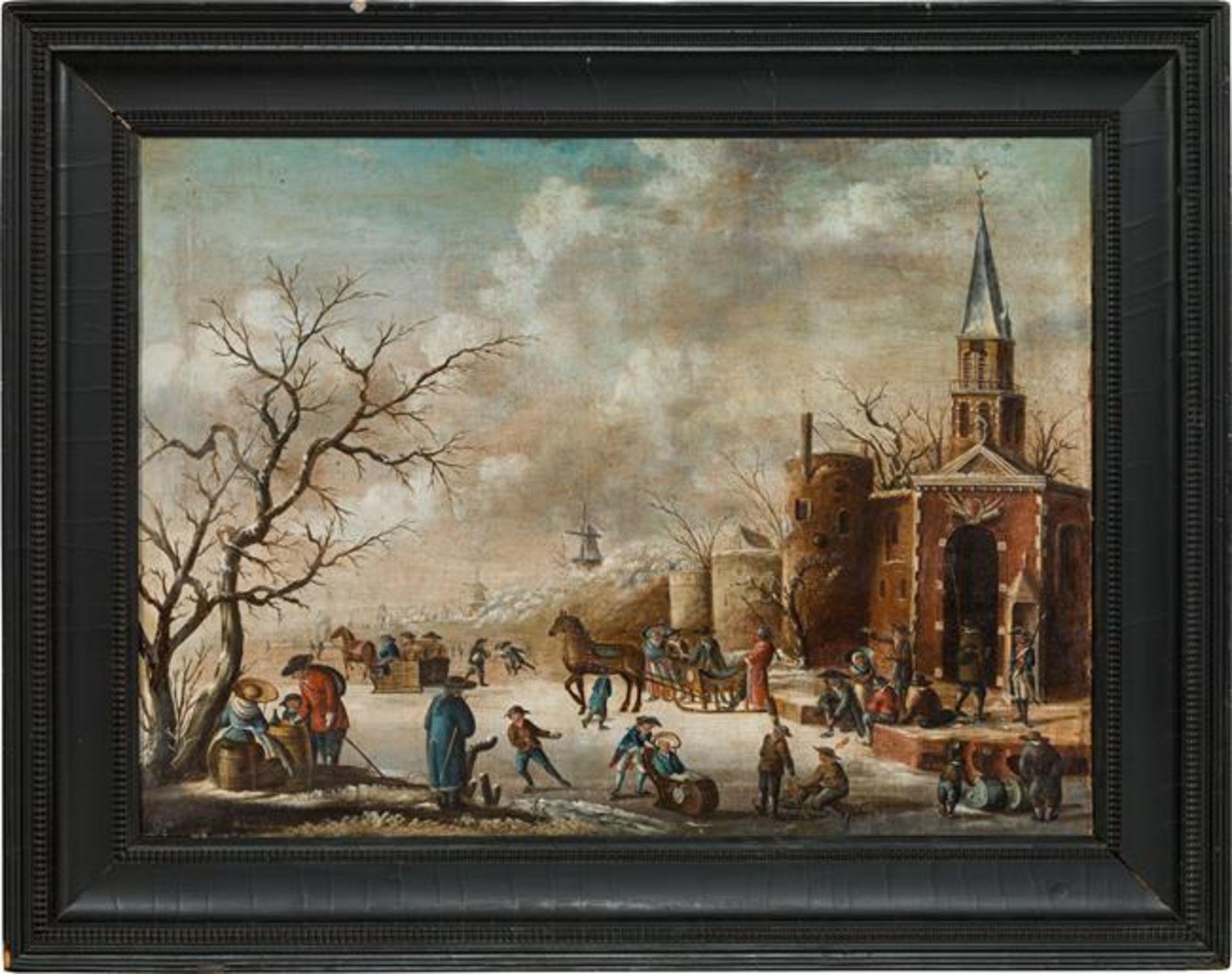 Jan Abrahamsz Beerstraaten: Lively winter landscape with fortification - Image 2 of 2