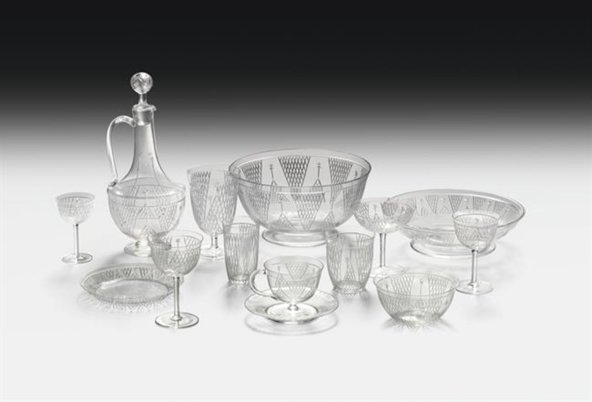 Josef Hoffmann and Wiener Werkstätte: Glass service "200-Dekor 1"