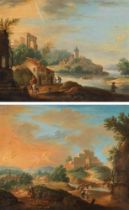 Attributed to Georg Schneider : Landscapes with figural staffage (counterparts)