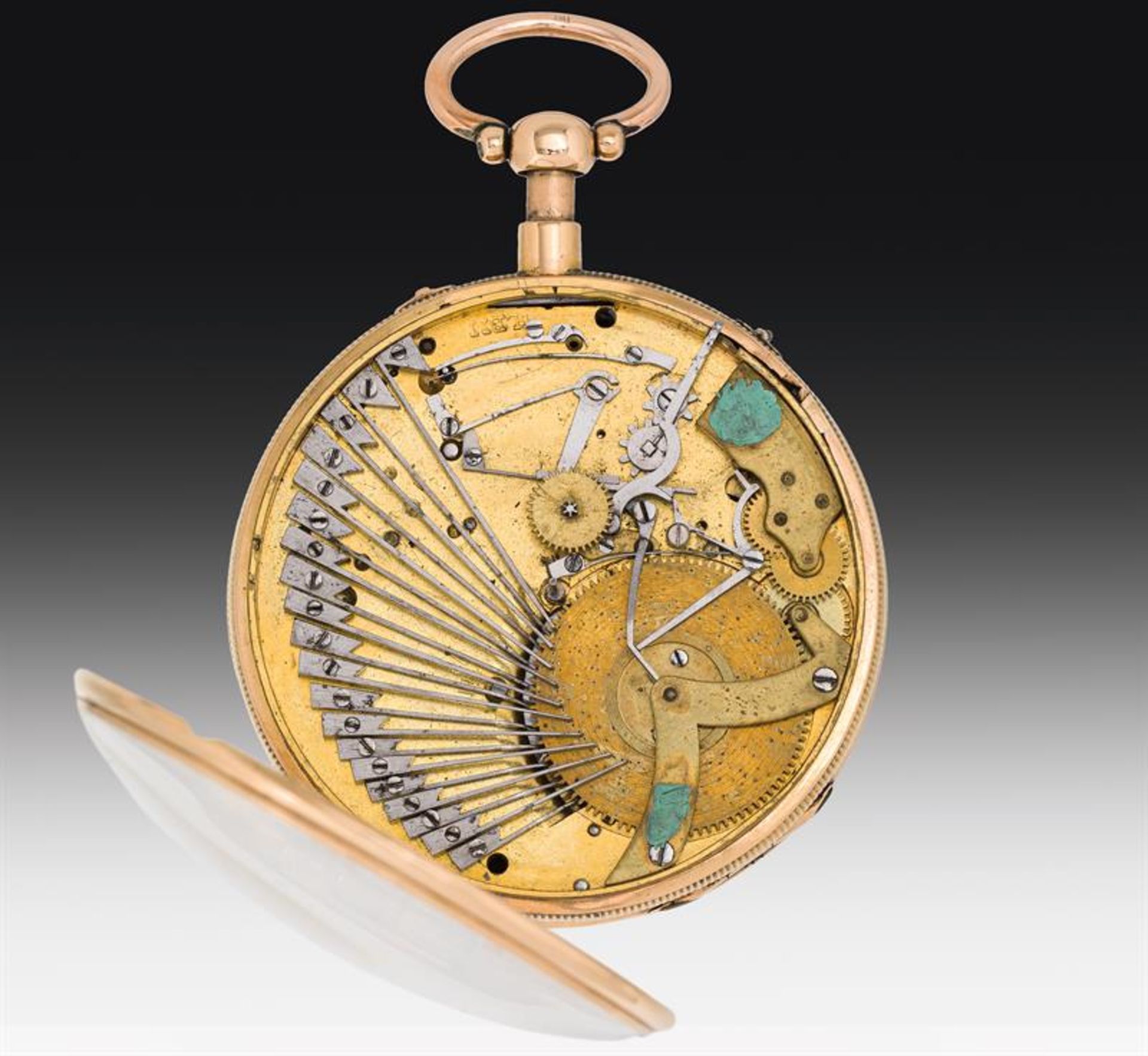 Golden pocket watch with quarter-hour repetition and music movement - Image 2 of 2