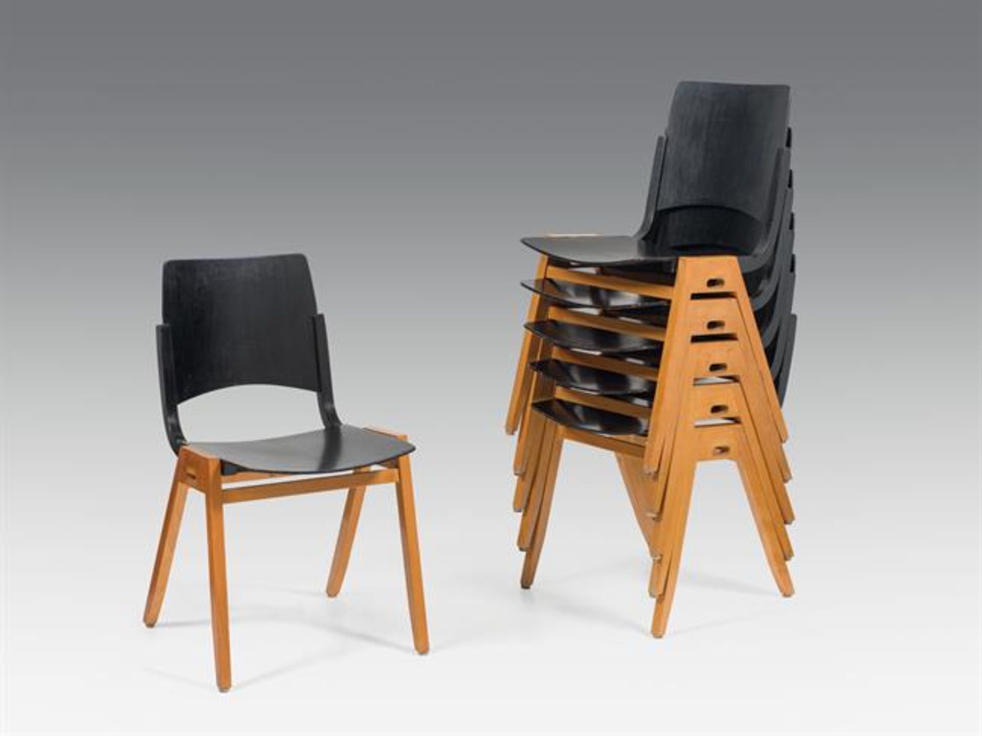 Roland Rainer: 6 Stacking chairs "P7"