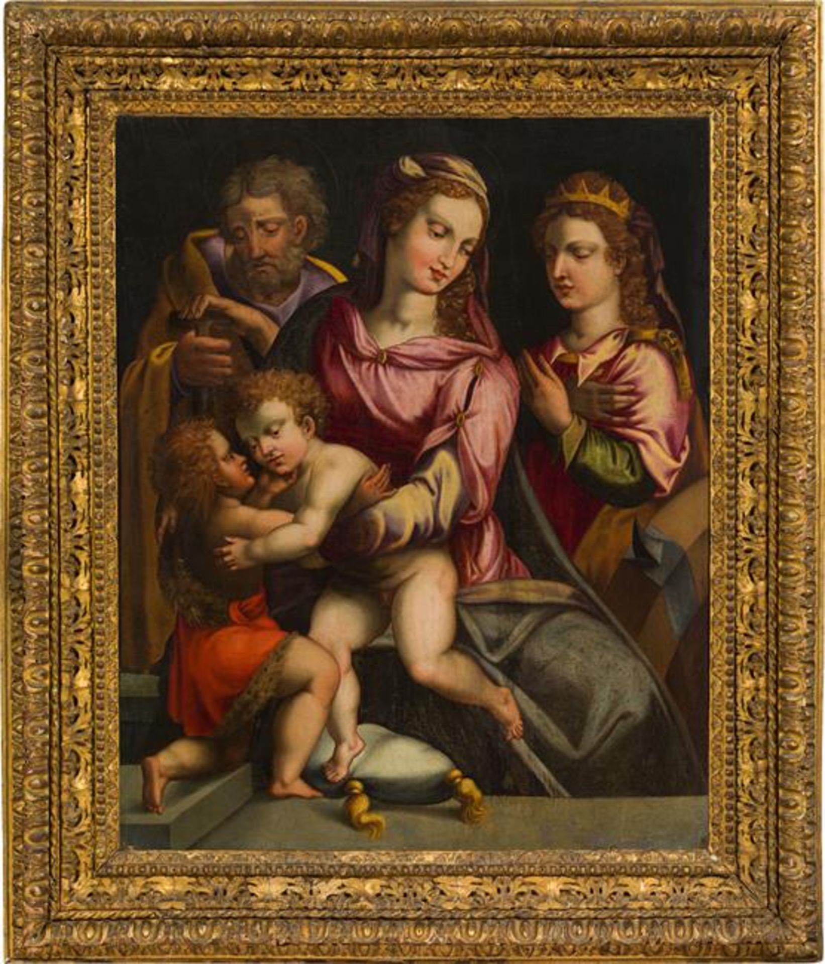 Francesco del Brina Werkstatt: Die Heilige Familie mit Johannesknaben und Hl. Katharina - Bild 2 aus 2