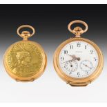 Goldene Taschenuhr mit Weckwerk & goldene Taschenuhr, Omega