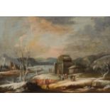 Daniel van Heil: Winterliche Flusslandschaft mit Reisenden