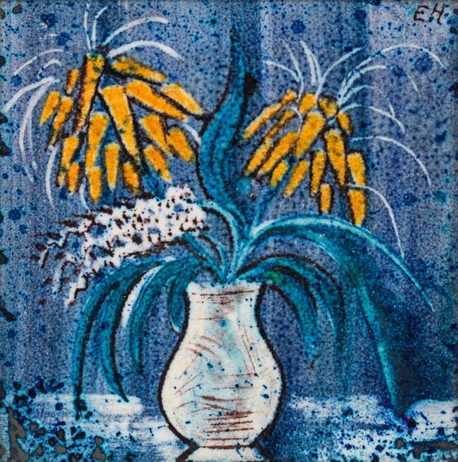 Ernst Huber: Panel with flower vase