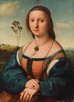Follower of Raffaelo Sanzio, called Raffael : Portrait of Maddalena Doni