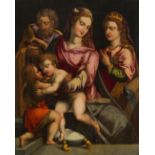 Francesco del Brina Werkstatt: Die Heilige Familie mit Johannesknaben und Hl. Katharina
