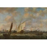 Abraham Storck Nachfolger: Segelschiffe vor einer Stadt (möglicherweise Amsterdam)