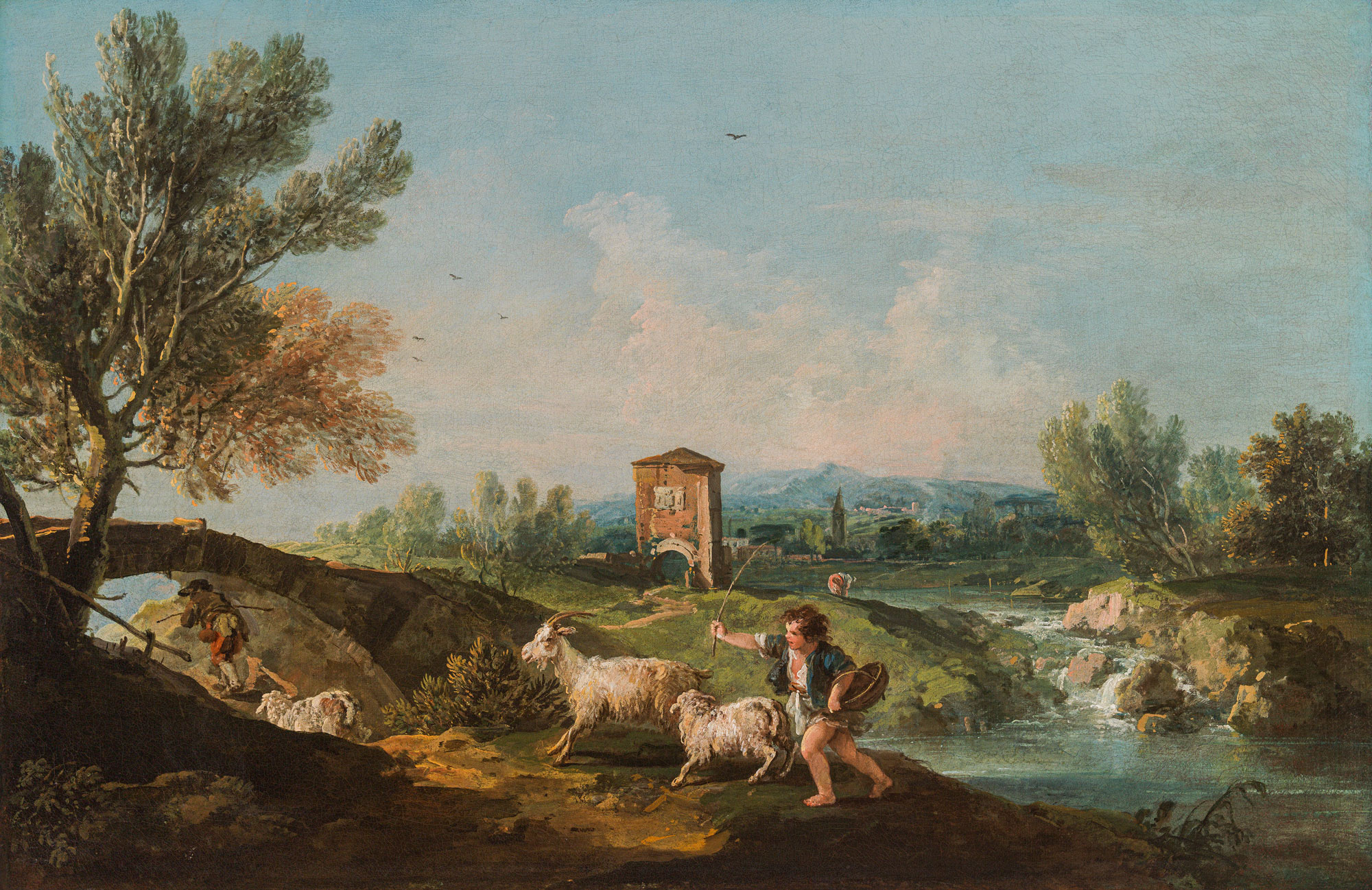 Francesco Zuccarelli: Landscape with shepherd boy and his flock