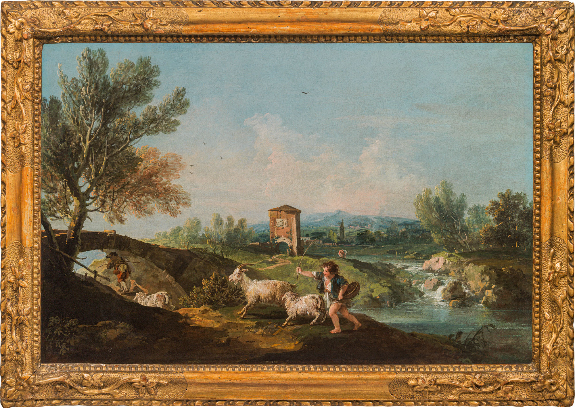 Francesco Zuccarelli: Landscape with shepherd boy and his flock - Image 2 of 2