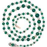 Smaragd-Kette mit Perlen