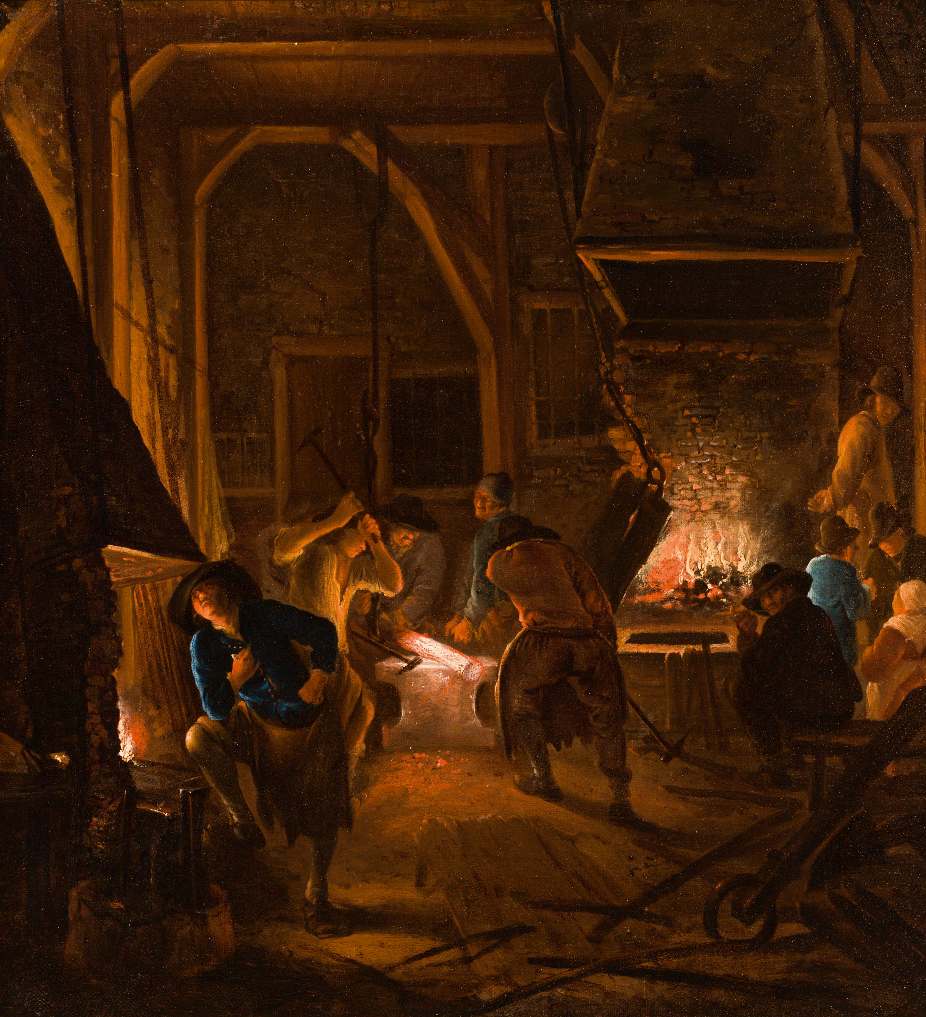 Attributed to Gerrit Lundens : The iron forge