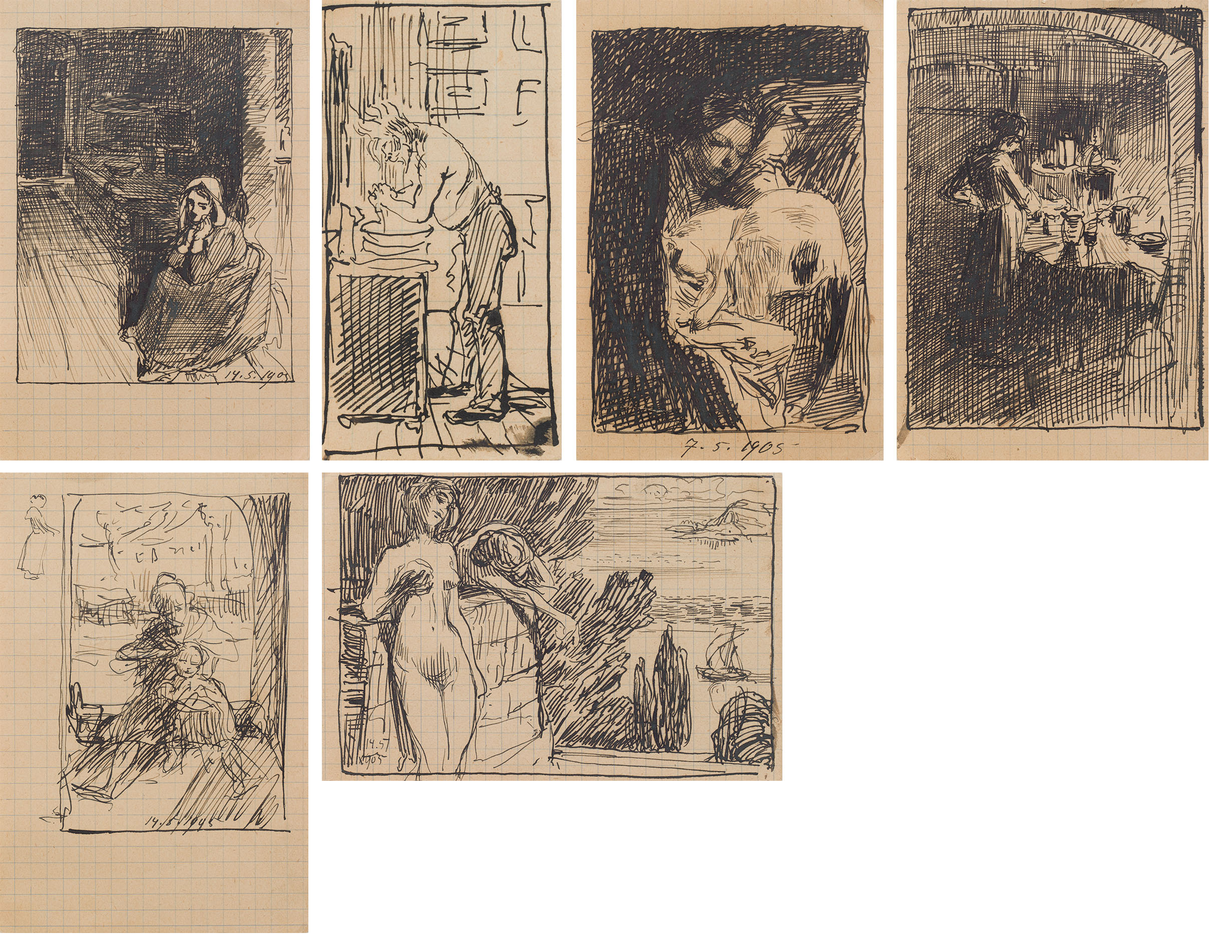 Ernst Stöhr: Mixed lot: Six sketch sheets - Image 2 of 7