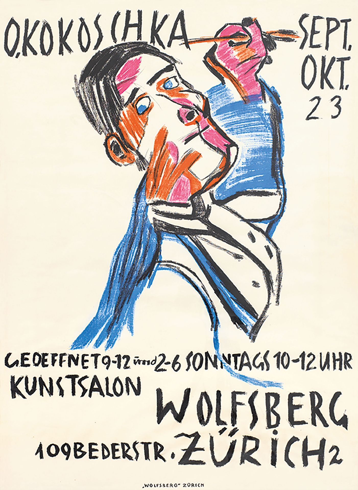 Oskar Kokoschka: Selbstbildnis von zwei Seiten als Maler, Plakat