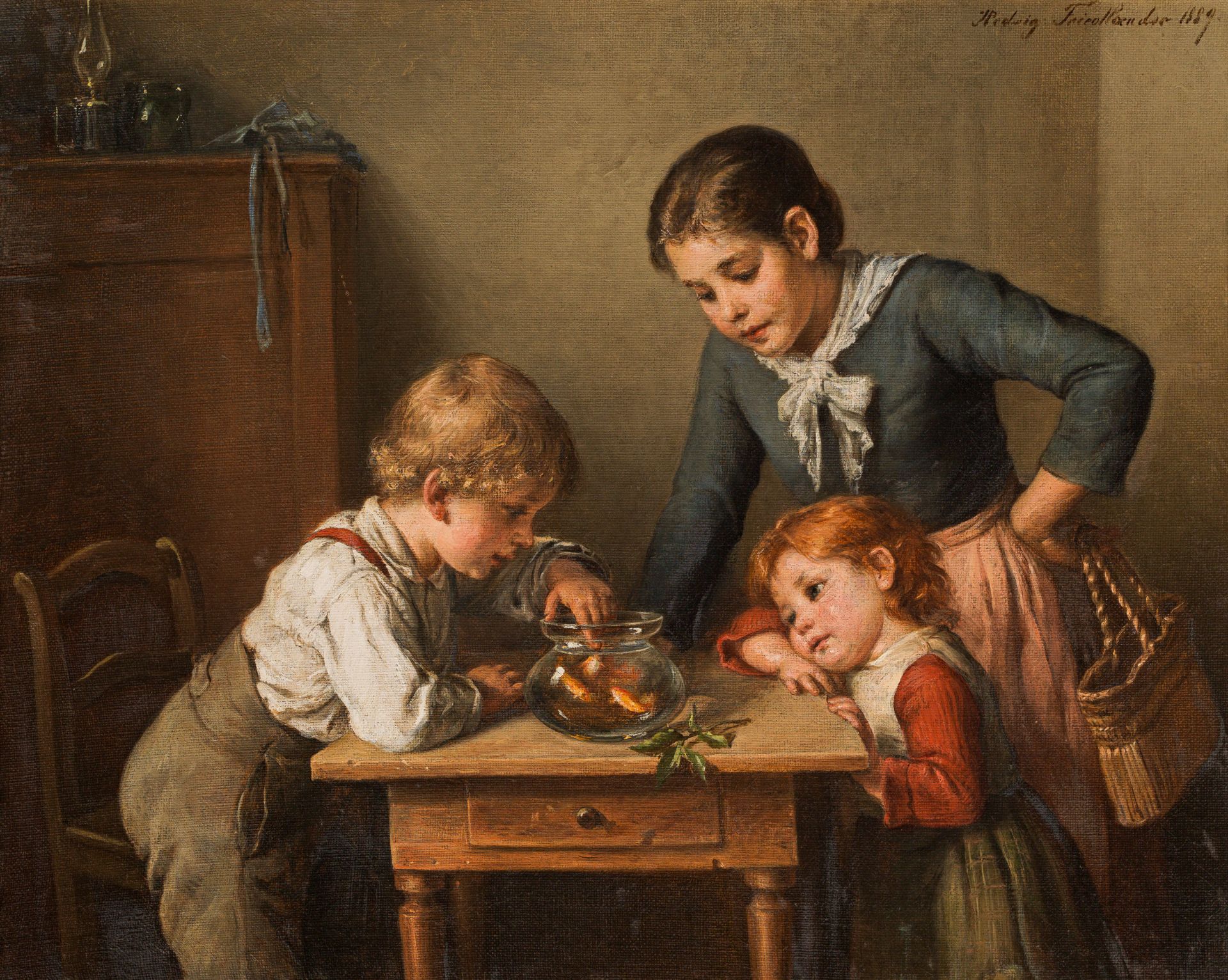 Hedwig Friedlaender Edle von Mahlheim: Children with goldfish bowl