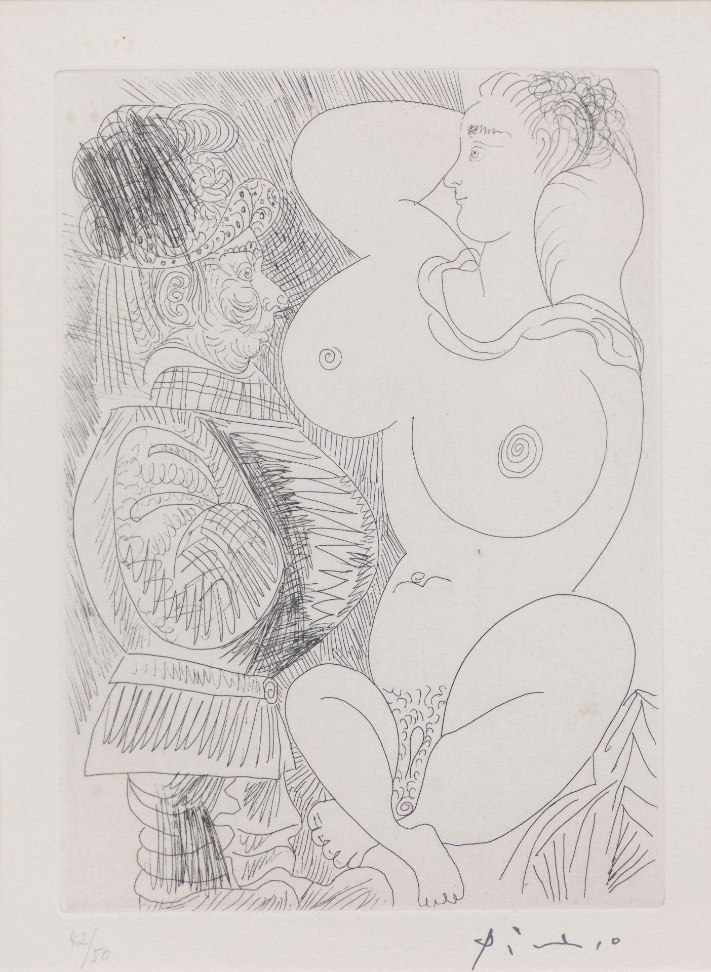 Pablo Picasso: Grande femme et petit homme ventru (Les 156, no. 37)