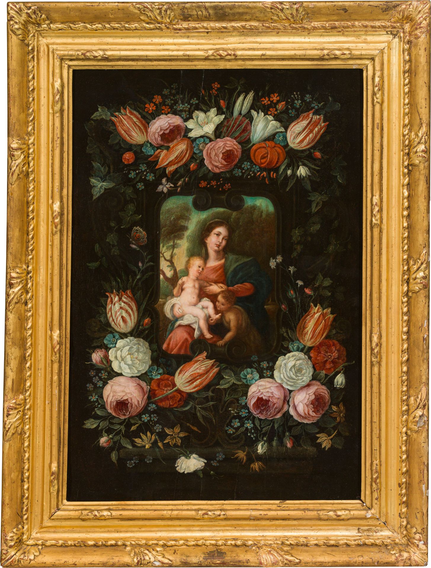 Jan van Kessel der Ältere: Blumenkartusche um Maria mit Jesus und Johannes - Bild 2 aus 2