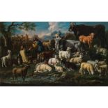 Philipp Peter Roos Umkreis: Landschaft mit Hirten, Kühen, Schafen und Ziegen